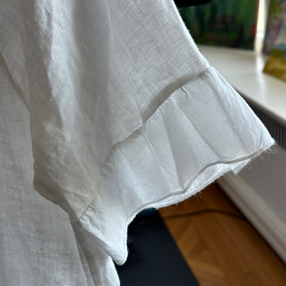 NEW With Tags Terzo Millennio Italian Linen White Blouse Sz Large - Picture 5 of 8